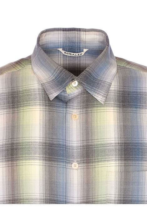 super light wool checkman blue and green AURALEE | A25AS01LCBLUE GREEN CHECK